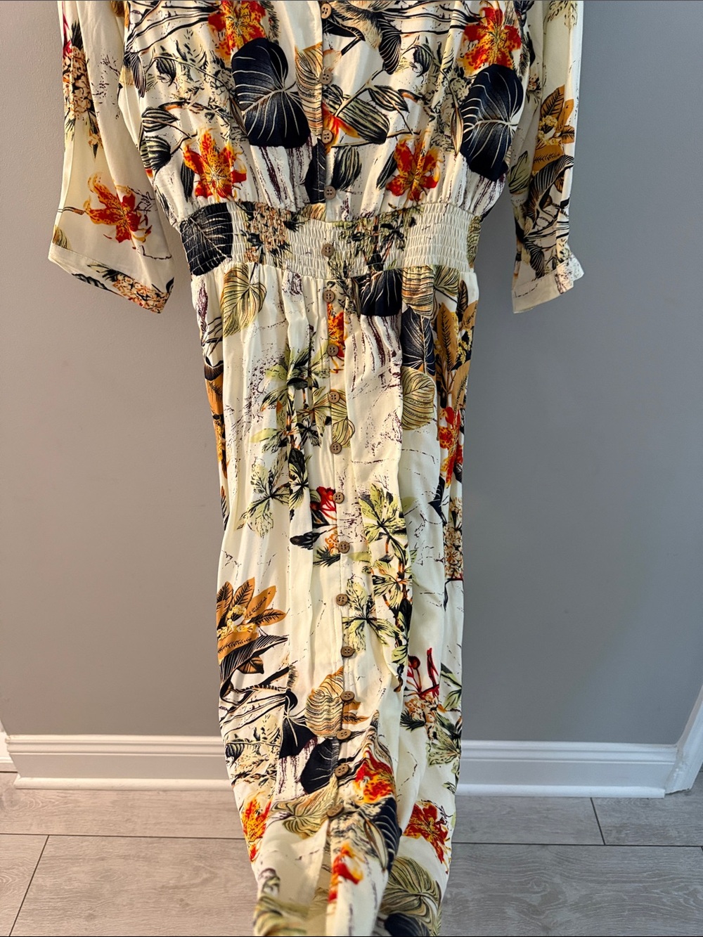 Floral V-Neck Maxi Dress in Fall Colors - Picture 7 of 12
